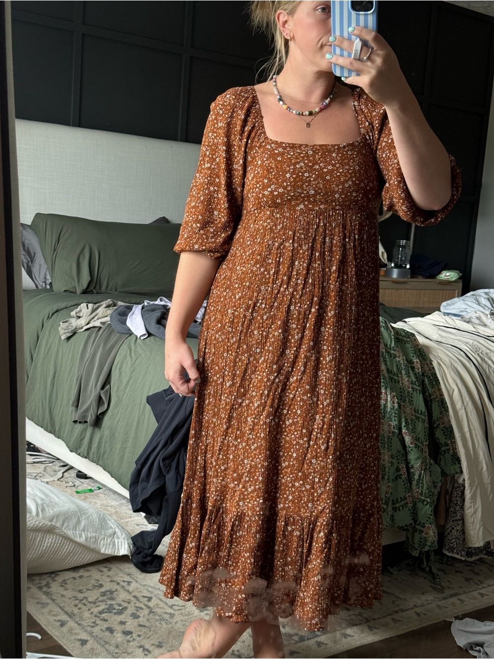 Red Dress Boutique Rust Floral Square-Neck Maxi